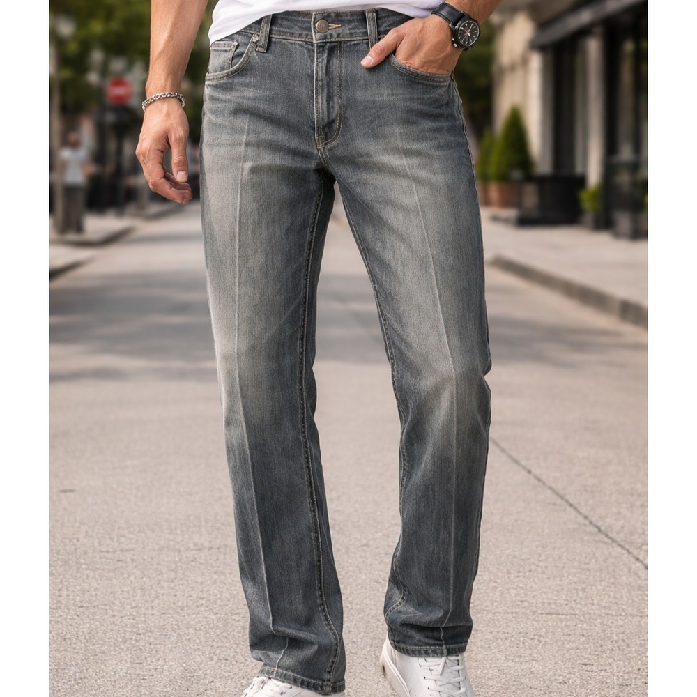 Vintage Levi Strauss & Co. Straight Leg Vertical Leg Seams Jeans Men's Blue Sand